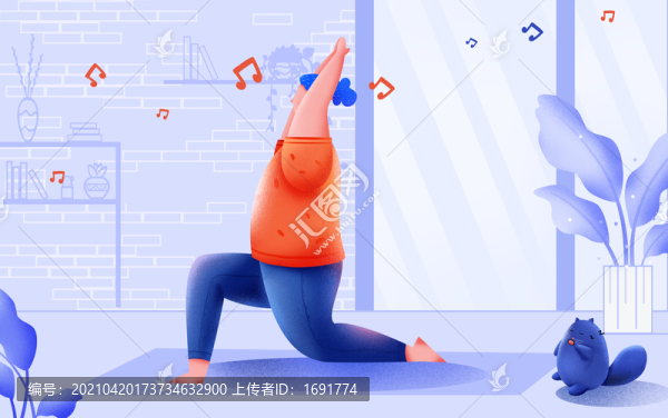 運(yùn)動(dòng)插畫噪點(diǎn)瑜伽