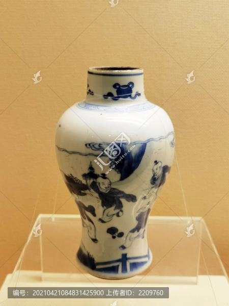 青花嬰戲紋罐