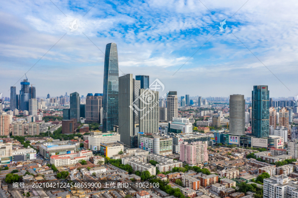 天津藍天白云航拍美景