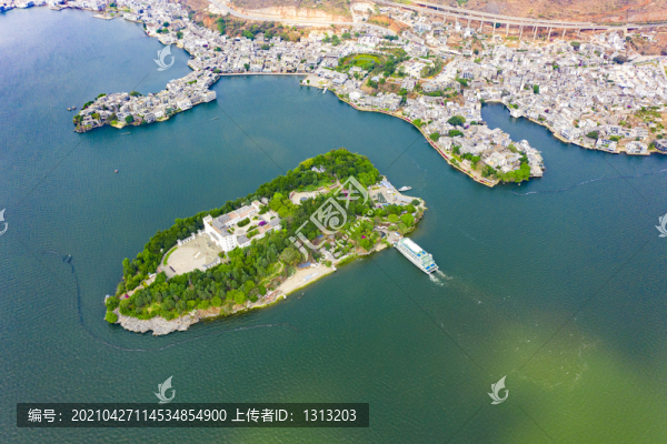 航拍云南大理洱海雙廊古鎮(zhèn)