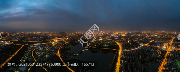 安徽合肥翡翠湖夜景航拍全景