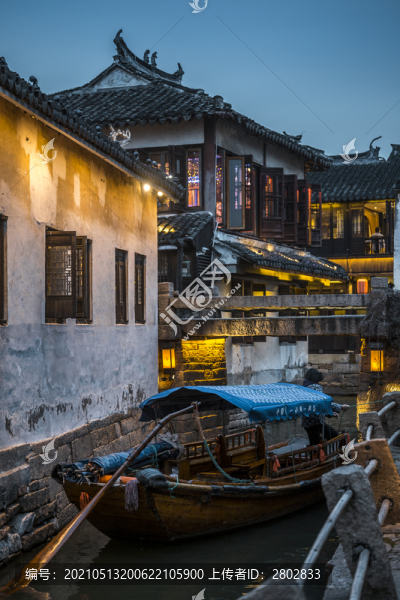 江蘇周莊古鎮(zhèn)夜景風(fēng)光