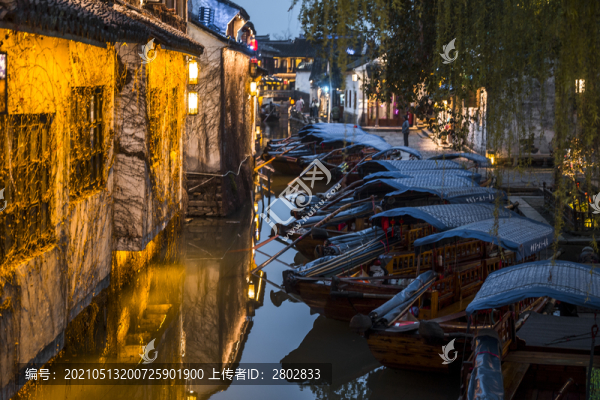 江蘇周莊古鎮(zhèn)夜景風(fēng)光
