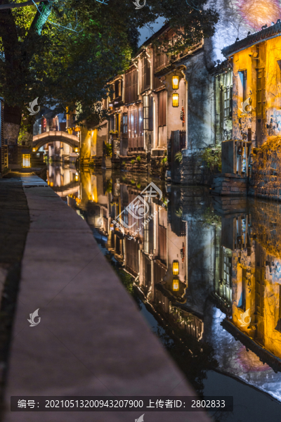 江蘇周莊古鎮(zhèn)夜景風(fēng)光