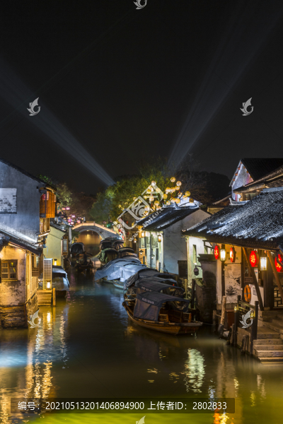 江蘇周莊古鎮(zhèn)夜景風光