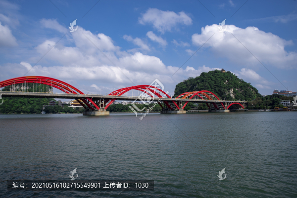藍(lán)天白云江河橋梁城市風(fēng)光