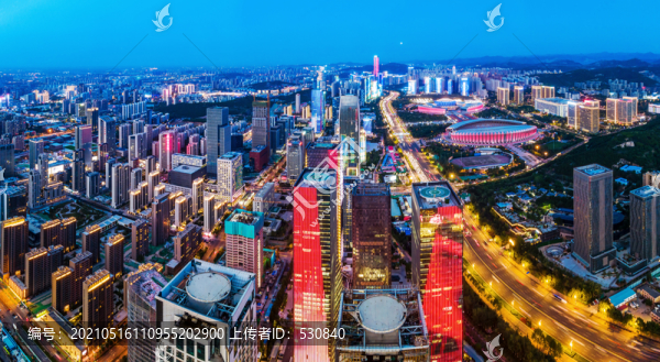 航拍天津城市建筑全景大畫幅夜景
