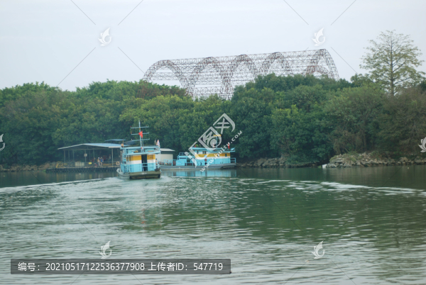 大橋晚霞船江水