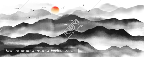 中國(guó)風(fēng)水墨山水畫