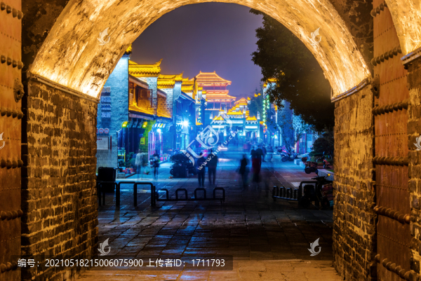 中國湖北襄陽古城夜景
