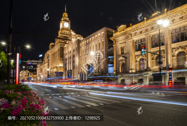 上海外灘車流光影夜景