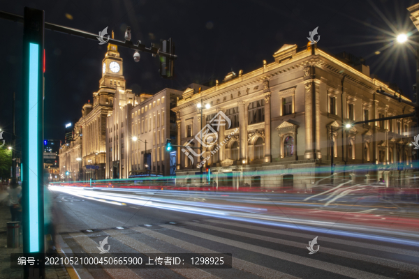 上海外灘車流光影夜景