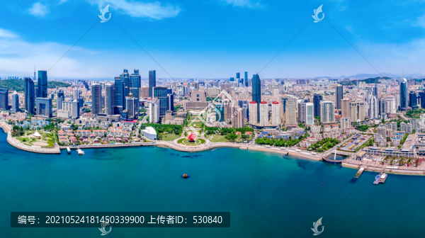 航拍青島城市海岸線