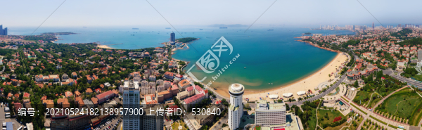航拍青島匯泉灣全景