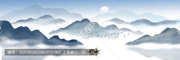 藍(lán)色山水畫