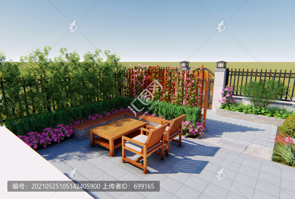 中式庭院景觀效果3D圖