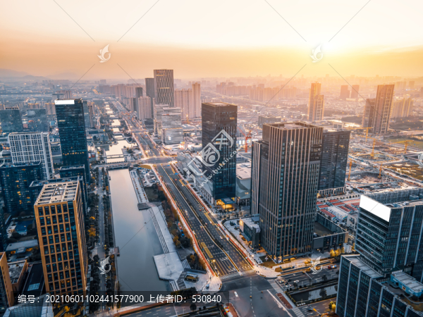 航拍浙江寧波城市建筑景觀