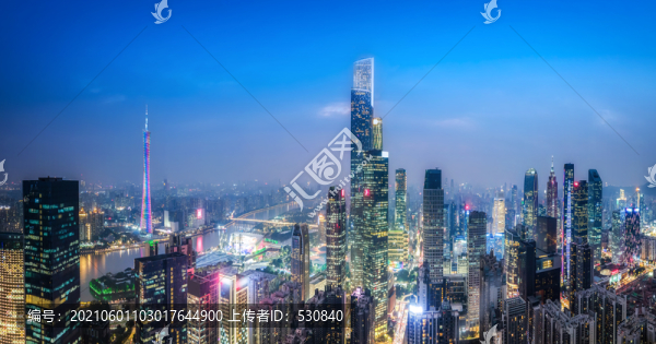 航拍廣州城市景觀夜景