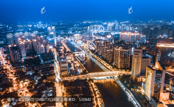 航拍天津城市風(fēng)光夜景