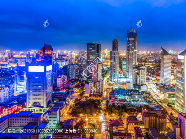 航拍天津城市風(fēng)貌夜景