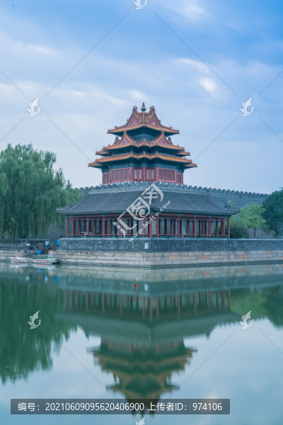 北京故宮城墻角樓和金水河風光