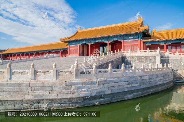 北京故宮古建筑和金水橋和金水河