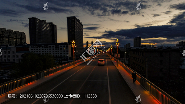 晚霞日落夕陽彩云落日夜幕立交橋