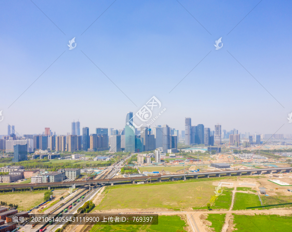 航拍浙江杭州錢江世紀(jì)城全景