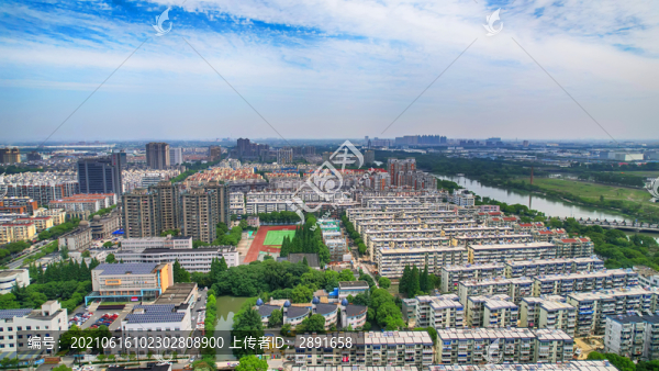 航拍嘉興城市風(fēng)景