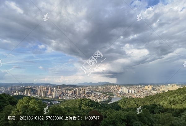 藍天白云下的醴陵全城風景