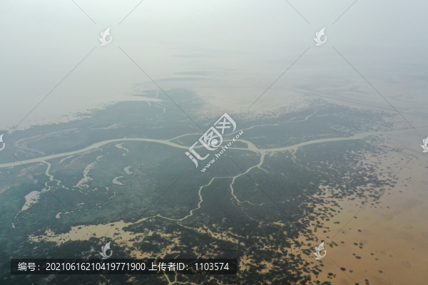 航拍黃河三角洲生態(tài)旅游區(qū)