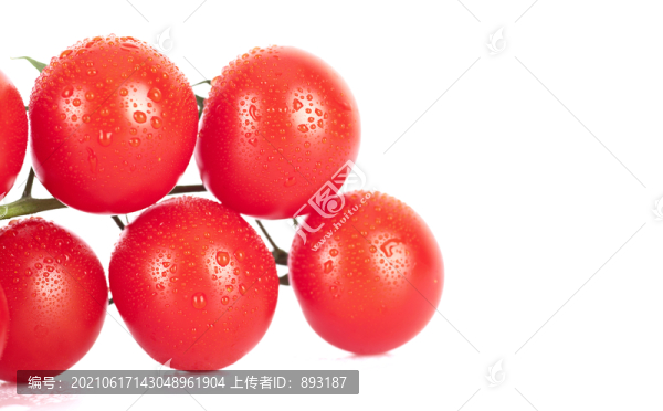 特寫帶水珠的西紅柿
