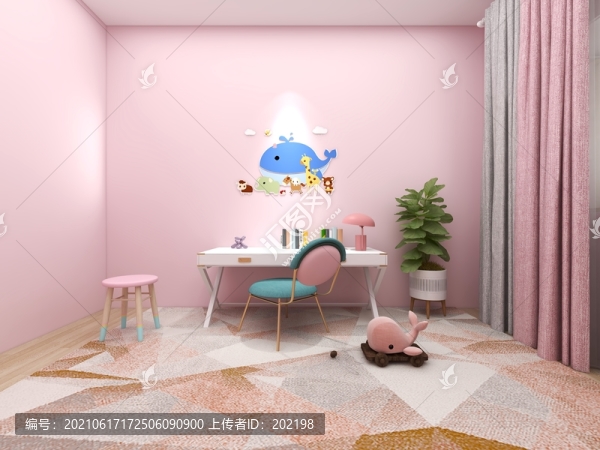 女孩兒童房粉色背景