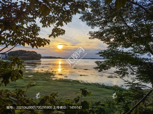 望城團(tuán)頭湖西圍子日落美景