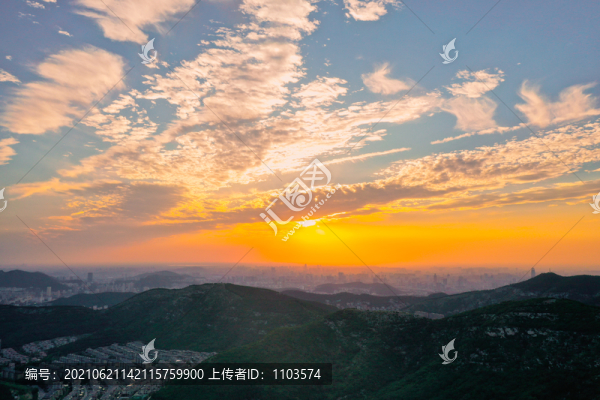 航拍濟(jì)南晚霞