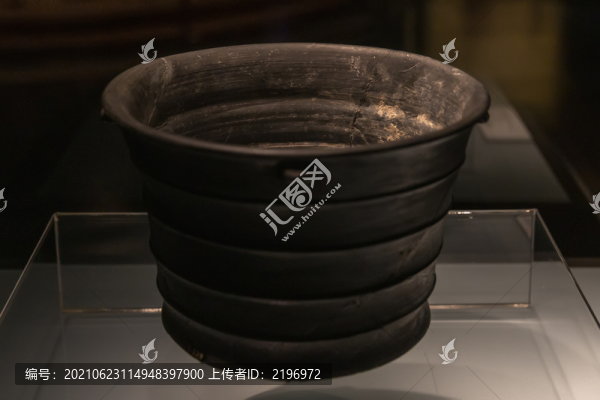 竹節(jié)紋黑陶盆