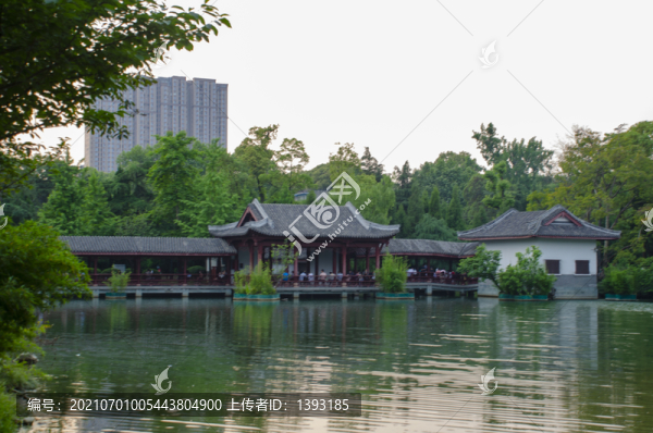 成都錦里廊橋水榭水面倒影