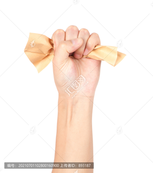 抓著紙的手