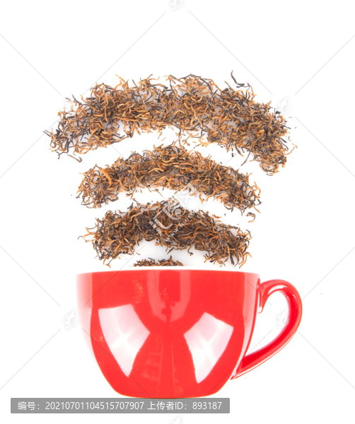 茶杯中冒出的wifi信號(hào)
