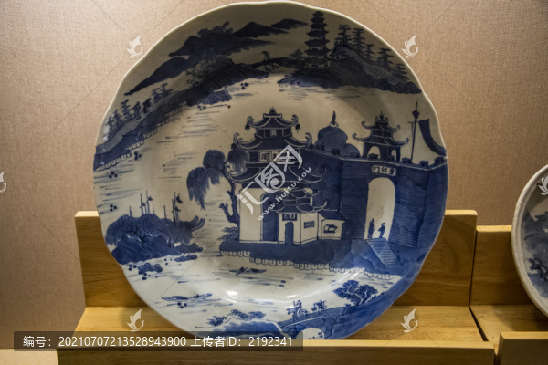 中國江西南昌滕王閣圖青花大盤
