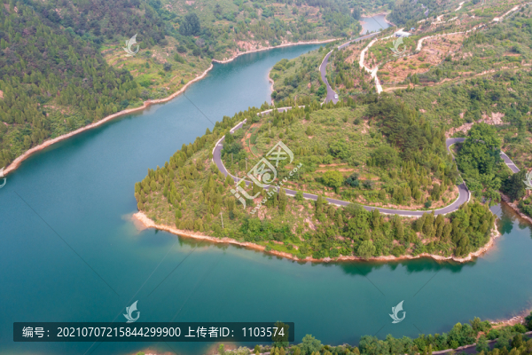 航拍濟南章丘百丈崖水庫