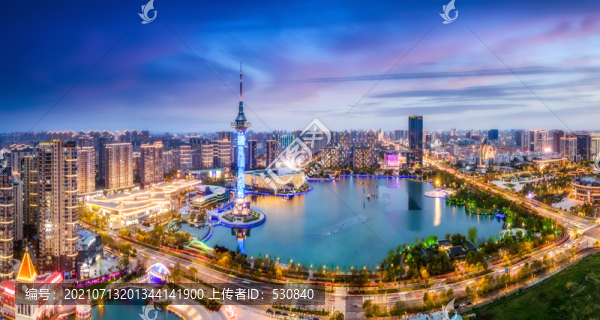 航拍江蘇鹽城城市夜景