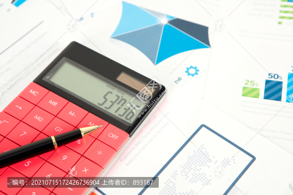 金融圖表上的計(jì)算器和筆