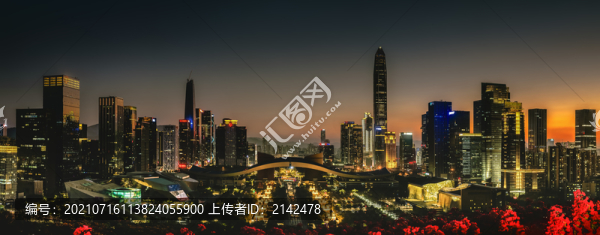 深圳城市中心地標(biāo)建筑夜景風(fēng)光