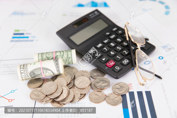 金融投資相關的計算器和美元貨幣