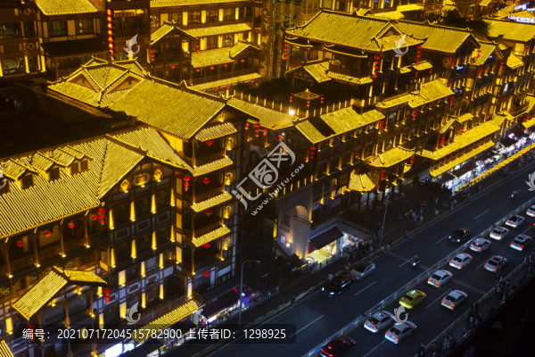 重慶洪崖洞吊腳樓建筑夜景