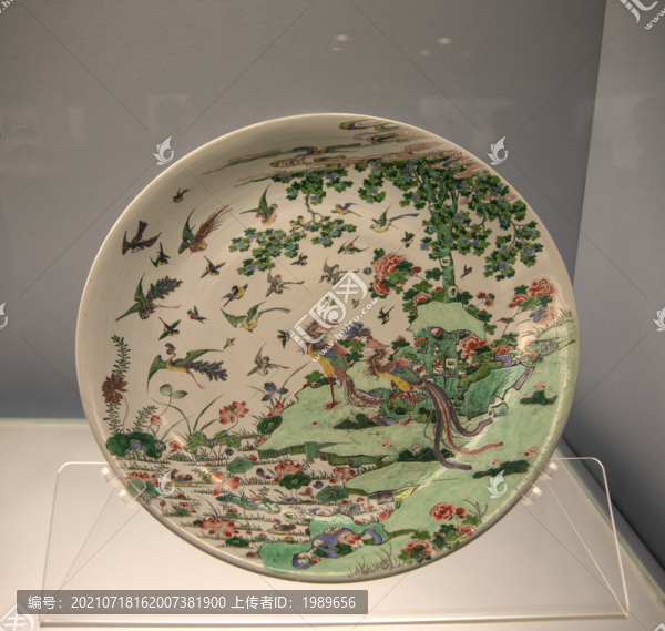 清康熙景德鎮(zhèn)窯五彩百鳥朝鳳圖盤