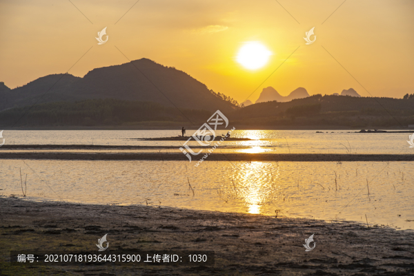 湖泊夕陽