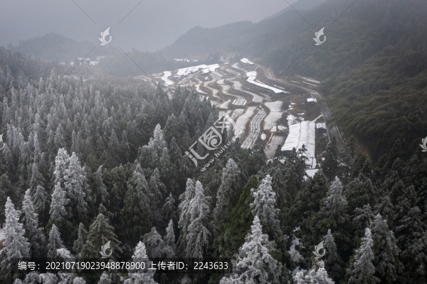 浙江麗水大山峰雪景山路