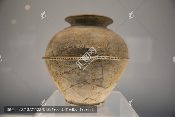 松澤文化灰陶繩索紋罐